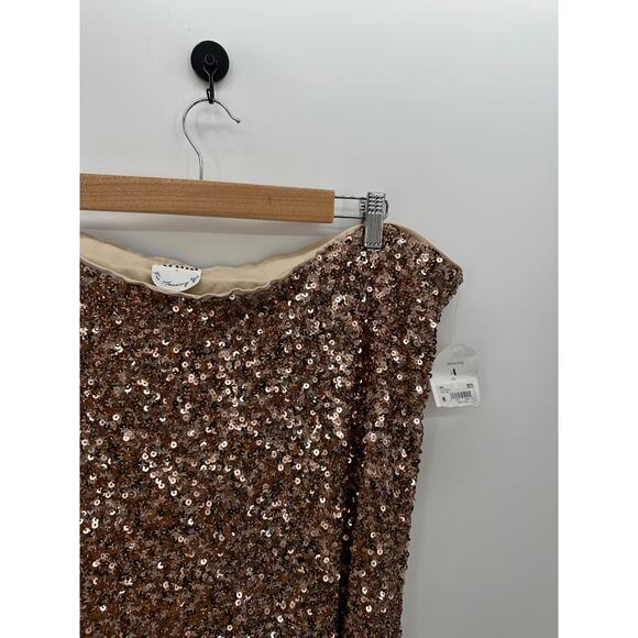 Arula Rose Gold Pink Sequin Maxi Skirt Stretch Elastic‎ Waist Women Size 1X NWT - Picture 4 of 8